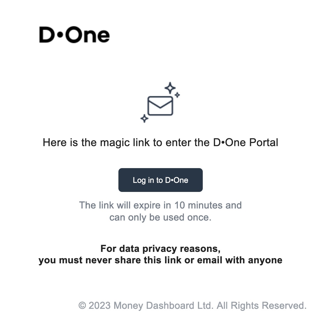 Email with magic link
